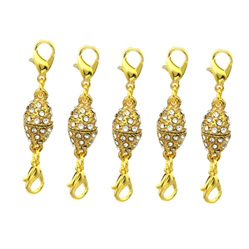 DOITOOL 5 Stück Olivenförmiger Strass Lobster Clasp Magnetverschluss Gold für DIY Schmuck Kreative Armbänder und und Langlebig von DOITOOL