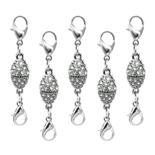 DOITOOL 5 Stück Olivenförmiger Strass Lobster Clip Magnetverschluss Silberner Karabinerverschluss für Diy Schmuckherstellung für Armbänder und DOITOOL 5 Stück Olivenförmiger Strass Lobster Clip Magnetverschluss Silberner Karabinerverschluss für Diy Schmuckherstellung für Armbänder und von DOITOOL