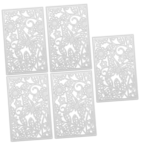 DOITOOL 5 Stück Präge messer form Stanzformen Schablone Handwerk Herstellung gestanzter Rand Prägeordner Rosenblumenmetallstempel Schnitte Scrapbooking-Stanzlinge Kohlenstoffstahl Silber von DOITOOL