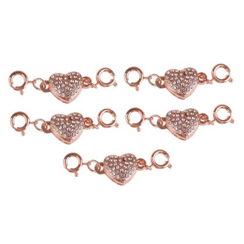 DOITOOL 5 Stück Teiliges DIY Herzförmiges Magnetverschluss set in Roségold Stilvolle Schmuckverbinder für Halsketten und Armbänder Starker Magnetverschluss Einfaches Öffnen und Schließen von DOITOOL