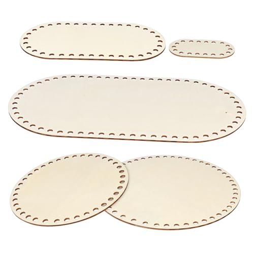 DOITOOL 5 Stück Teiliges Holz Korbboden für Häkelkörbe Ovale und Runde Solide Holzscheiben mit Löchern Stabile Unterlage für DIY Taschen Natürliche Holzbasis für Tischdeko und DOITOOL 5 Stück Teiliges Holz Korbboden für Häkelkörbe Ovale und Runde Solide Holzscheiben mit Löchern Stabile Unterlage für DIY Taschen Natürliche Holzbasis für Tischdeko und von DOITOOL
