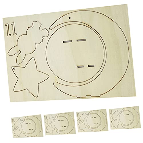 DOITOOL 5 Stück Teiliges Holzpuzzle Mondhase Modell Bausatz Lernspielzeug für Pädagogisch Fördernd DIY Holzfiguren Geschenkidee für Jungen und Mädchen von DOITOOL