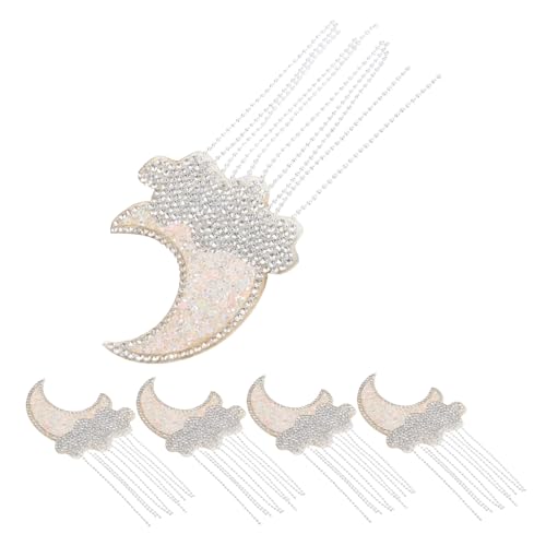 DOITOOL 5 Stück Teiliges Mond Wolken Strass Bügelbild mit Eleganten Quasten Selbstklebend Glitzerndes Kristall-applikation für DIY Kleidung Taschen Schuhe Handyhüllen Vielseitige von DOITOOL