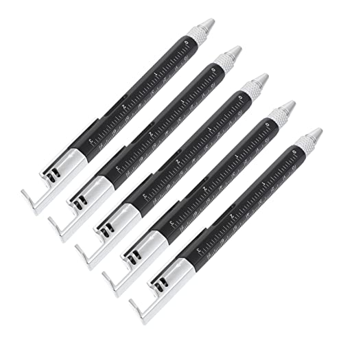 DOITOOL 5 Stück Teiliges Schraubendreher Kugelschreiber mit Lineal Wasserwaage Sechseckigem Multi Tool für Handwerker Ingenieure Schreiner Vielseitig Tragbar Schwarz von DOITOOL