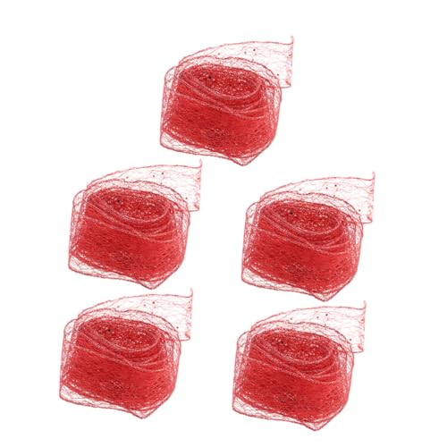 DOITOOL 5 Stück Teiliges Weihnachtsdekoratives Mesh Schleifenband Rot Glitter Langlebiges Geschenkband für Diy Basteln Baum und Fensterdekoration Vielseitig für Xmas Supplies von DOITOOL