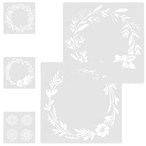 DOITOOL 5 Stück Teiliges Wiederverwendbare Schablonen für Blumenmalerei Pet DIY Malvorlagen für Wandgestaltung Scrapbooking und Kreative Bastelarbeiten von DOITOOL