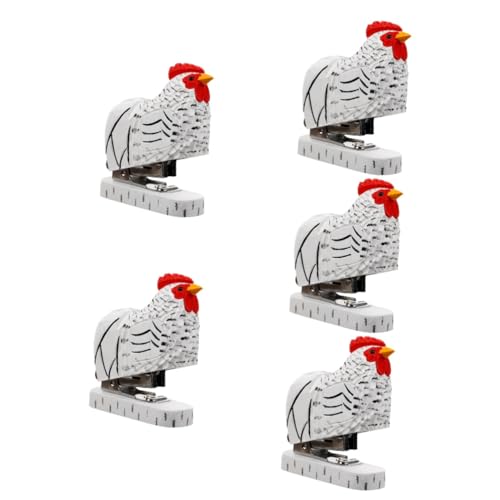 DOITOOL 5 Stück Tierischer Heftgerät aus Holz Kreativer Hahnstapler für Büro und Zuhause Wiederverwendbar Robustes Design Dekoartikel und Büroaccessoire von DOITOOL