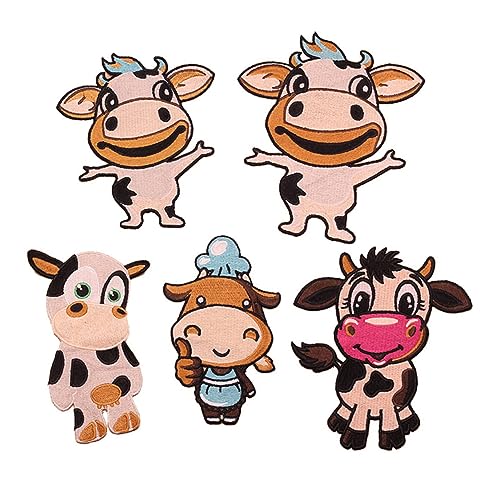 DOITOOL 5 Stück Tiermuster Stickerei Patches zum Aufnähen Niedliche Kuh Patches für Kleidung und Taschen Bunten Designs Zufälliger Stil DOITOOL 5 Stück Tiermuster Stickerei Patches zum Aufnähen Niedliche Kuh Patches für Kleidung und Taschen Bunten Designs Zufälliger Stil von DOITOOL