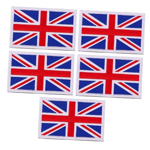 DOITOOL 5 Stück Uk Flaggen Aufnäher Handgestickt Stoffpatches mit Haken und Schlaufenverschluss für Kleidung Hüte Rucksäcke zur Dekoration und Individualisierung von DOITOOL