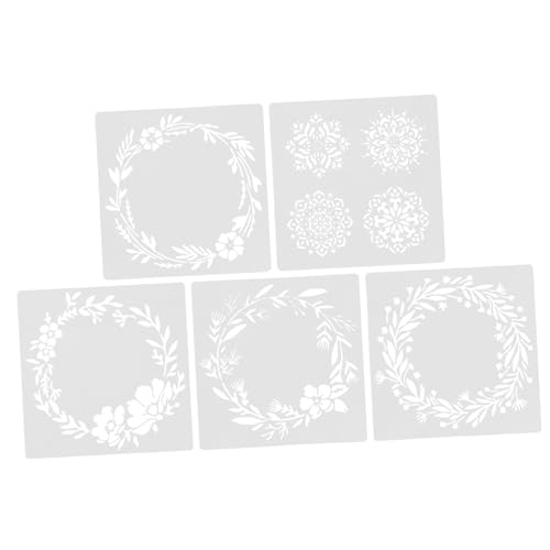 DOITOOL 5 Stück Wiederverwendbare Schablonen für Malerei Teiliges Blumenmuster Kranz Schablonen für Diy Wandkunst für Stoffe und Bastelprojekte von DOITOOL