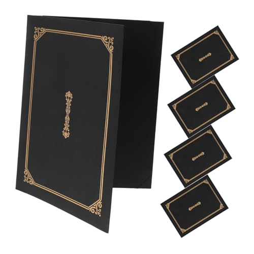 DOITOOL 5 Stück Zertifikatshülle dokumentieren geprägt Zertifikatinhaber für Preiszertifikate Die ordner dokumentenmappe rahmen leinenvorhang Award-Cover zertifikat a4 inhaber Papier Black von DOITOOL
