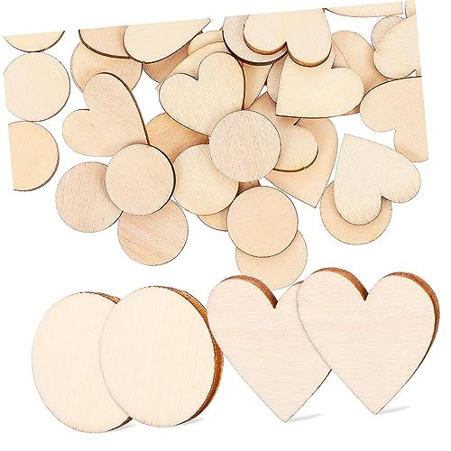 DOITOOL 50 Stck. Unbehandelte Holzscheiben Runde Herzform für Diy Malerei Basteln und Dekoration Vielseitige Bastelmaterialien für Kreative Projekte von DOITOOL