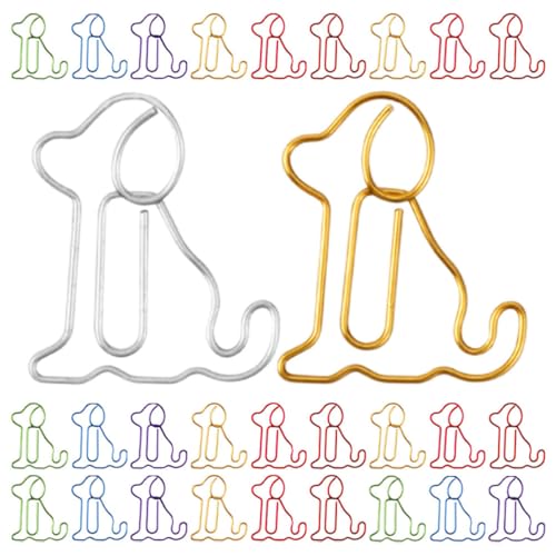 DOITOOL 50 Stück Büroklammern Hunde Design Dekorative und Praktische Papierclips für Dokumente für Büro und Zuhause Farbenfrohe Büroklammern für Hundeliebhaber von DOITOOL