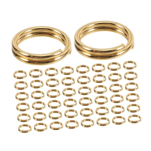 DOITOOL 50 Stück Edelstahl Doppelringschlüsselring kleiner Spaltring kleiner Schlüsselanhänger Sprungringe Schlüsselanhänger für Bastelarbeiten geteilte Ringe Schlüsselbund Metall Golden von DOITOOL