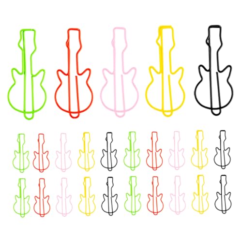 DOITOOL 50 Stück Gitarre Form Büroklammern Metall Clips als Lesezeichen Kreative Bürobedarf für Musikliebhaber Stilvolle Aktenhalter und Partygeschenke von DOITOOL