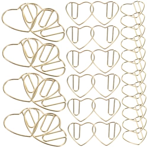 DOITOOL 50 Stück Herzförmige Büroklammer Goldene Büroklammern Dekorative Büroklammern Süße Büroklammern Dokumentclips Liebe Herz Dokumentieren Papier Roségoldene Herz-büroklammern Metall von DOITOOL