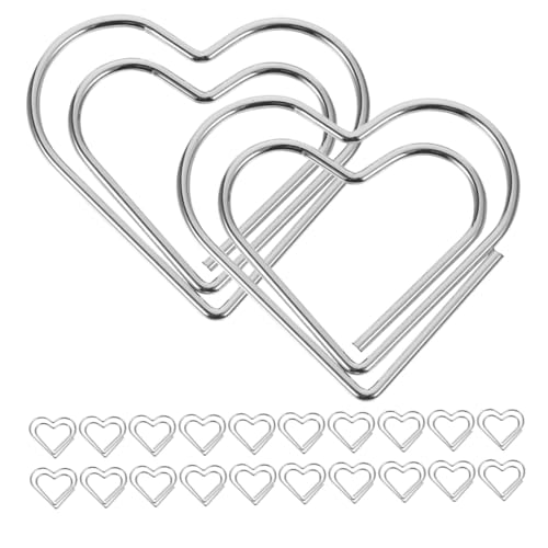 DOITOOL 50 Stück Herzförmige Büroklammern Aus Metall Kleine Lesezeichen Papierclips Zum Organisieren Von Dokumenten Rostfreie Büroklammern Für Büro Schule Hochzeit Kreatives Design Silber von DOITOOL