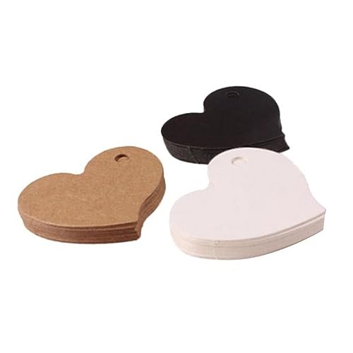 DOITOOL 50 Stück Herzförmige Kraftpapier Anhänger Weiße Bastel Tags für Hochzeit Verpackungen und Dekoration Blanko zum Beschriften für Diy Projekte und Bastelarbeiten von DOITOOL