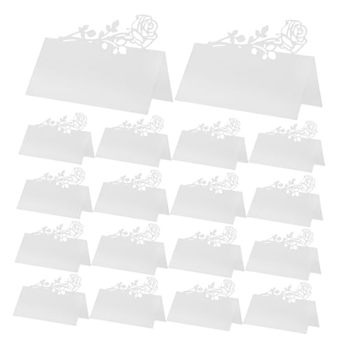 DOITOOL 50 Stück Hochzeits Einladungskarten mit Rosenmotiv Beschreibbare Tischkarten aus Stabilem Papier für Romantische Hochzeitsfeiern Party und Bankettplatzkarten von DOITOOL