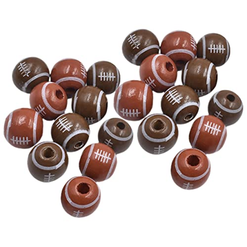 DOITOOL 50 Stück Holzperlen American Football für Diy Schmuckherstellung für Armbänder und Kreative Handarbeiten von DOITOOL
