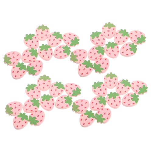 DOITOOL 50 Stück Kinderknöpfe Holz mit Löchern Dicke Rosa Erdbeer Nähknöpfe Handgefertigt Robust und Sicher für Kinderbekleidung für DIY Basteln und Scrapbooking von DOITOOL