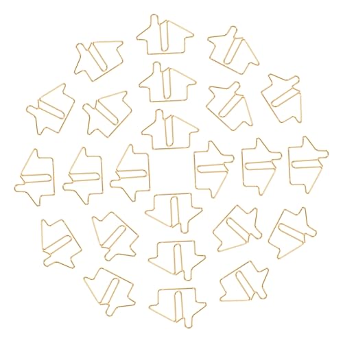 DOITOOL 50 Stück Kleine Dekorative Metall Papierklammern Hausform Niedliche Büro Lesezeichen Clips aus Robustem Vielseitig für Dokumente und Notizen Praktische Büroklammern Gold von DOITOOL