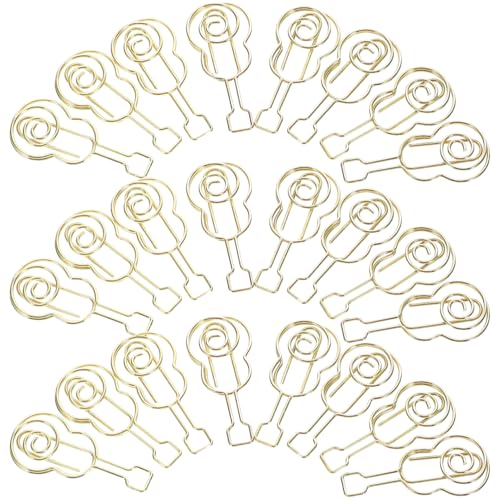 DOITOOL 50 Stück Kleine Papierklammer Süße Büroklammern Violine Büroklammern Bunt Jumbo Hochzeit Büroklammern Mini-geigenklammern Schicke Büroklammern Clips Büroklammern Süß Golden Metall von DOITOOL