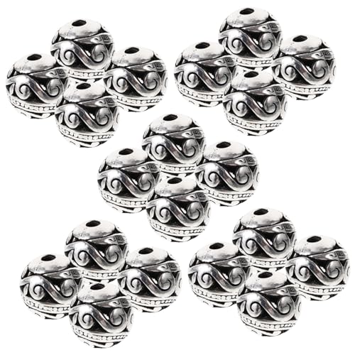 DOITOOL 50 Stück Metallperlen Glatte Perlen für Schmuckherstellung Runde Zwischenperlen Antik Silberfarbe für Armbänder und von DOITOOL