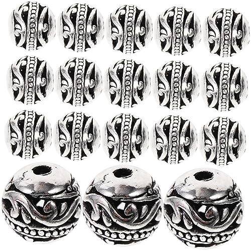 DOITOOL 50 Stück Metallperlen Glatte Spacerperlen für Schmuckherstellung Runde Abstandsperlen für Armbänder und Antik Silberfarben für Diy Projekte von DOITOOL