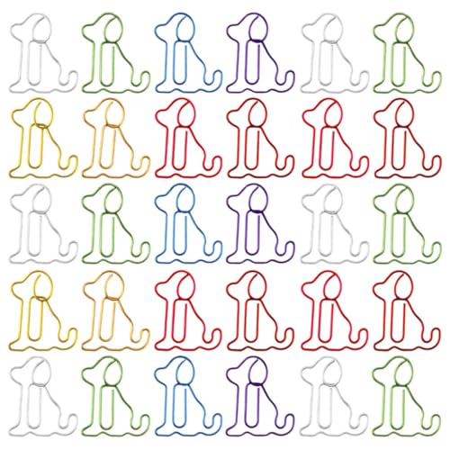 DOITOOL 50 Stück Niedliche Hundeform Büroklammern Praktische Farbenfrohe Lesezeichen für Hundeliebhaber für Büro und Zuhause Gemischte Farben von DOITOOL