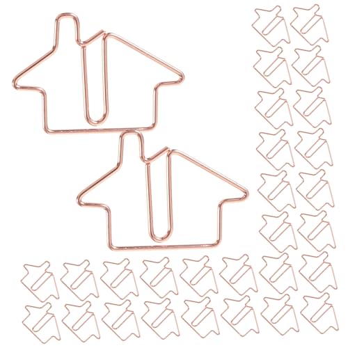 DOITOOL 50 Stück Niedliche Metall Papierclips Hausform Roségoldene Büro Accessoires Praktische und Stilvolle Büroklammern für Täglichen Gebrauch von DOITOOL