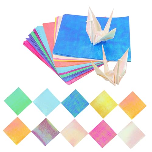 DOITOOL 50 Stück Origami-papierkranich Basteln Origami-kunstgewebe Farbig Einzel Falten Origami -papier Origami-papiermasse Quadratisches Origami-papier Papierhandwerk Zartes Bastelpapier von DOITOOL