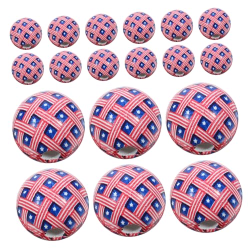 DOITOOL 50 Stück Perlen Zum Unabhängigkeitstag Dekoration Runden Schmuck Diy Girlande Holzperle Handgefertigte Holzperlen Girlande Diy Perlen Diy-perlen Girlande Diy Liefert Hölzern von DOITOOL