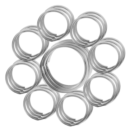 DOITOOL 50 Stück Schlüsselringe Flach Rostfrei DIY Schlüsselanhänger Ringe für Auto Haus Büro Schlüssel Zubehör Stabile Metall Schlüsselkreise für Basteln und Verbindung von DOITOOL