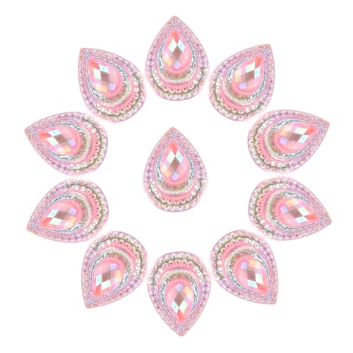 DOITOOL 50 Stück Strassverzierungen Für Bastelarbeiten Verschönerung Wohnung Flache Rückensteine Nähen Charme Strass Zum Basteln Reiz Form Tränen Strass-kit Strassdekor Plastik Rosa von DOITOOL