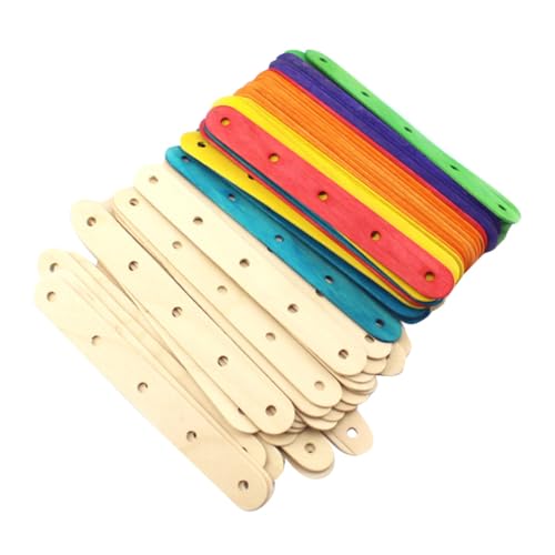 DOITOOL 50 Stück Teiliges Bunte Jumbo Holzstäbe mit Löchern Farbige Eisstiele aus Naturholz Glatte Oberfläche Ungiftig für DIY Bastelprojekte Schul Partyaktivitäten Kreative von DOITOOL