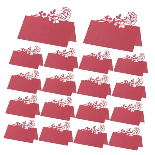 DOITOOL 50 Stück Teiliges Hochzeit Tischkarten mit Rosen Design Beschreibbare Namenskarten für Sitzordnung Stabile Einladungskarten für Brautparty und Festliche Dinnerveranstaltungen von DOITOOL