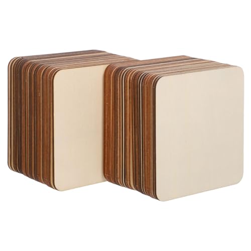 DOITOOL 50 Stück Unbehandelte Quadratische Holzscheiben Naturholz Basteln Holzplatten für DIY Malerei Gravur Handwerk Dekoration Hochzeit und Wohnraumgestaltung von DOITOOL