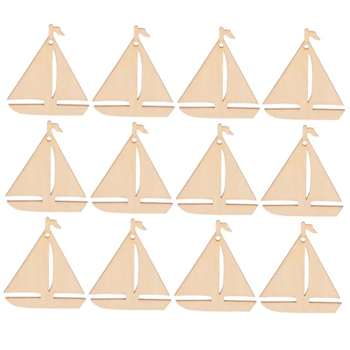 DOITOOL 50 Stück Unlackierte Holz Segelboot Ausschnitte für Diy Projekte Langlebige Holzformen für Bastelarbeiten Geschenkanhänger und Kreative Dekorationen für Feiertagsprojekte von DOITOOL