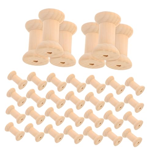 DOITOOL 50 Stück Vintage Holzspulen Unbehandelte Holz Garnhalter für Stricken Nähen Basteln Polierte Oberfläche Nachhaltige DIY Fadenspulen für Handarbeiten und Webarbeiten von DOITOOL