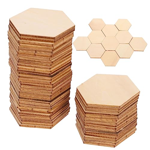 DOITOOL 50 Stück holzhandwerk unvollendete vorgebohrte Ausschnitte und Ornamente Schüttgut Sechsecke decoratiuni craciun bastelideen Holzornamente hängende Ornamente aus Holz Bambus von DOITOOL