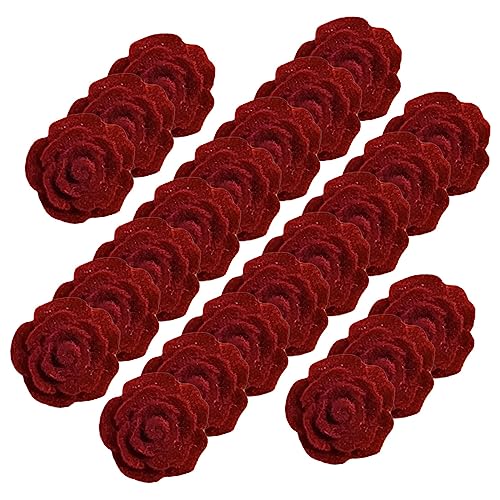 DOITOOL 50 Stück rosa Accessoires künstlich botanisch Party Bausatz drinnen Haarband- Kleine Blumen Haarspange DIY Charme Telefon Charms Bastelbedarf Beflockung rot von DOITOOL