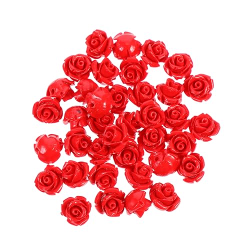 DOITOOL 50 Stück rote Rosen lose Perlen für DIY-Schmuckherstellung, Abstandshalter für Armbänder, Halsketten, Basteln, stilvolles Zubehör für einzigartige Designs von DOITOOL