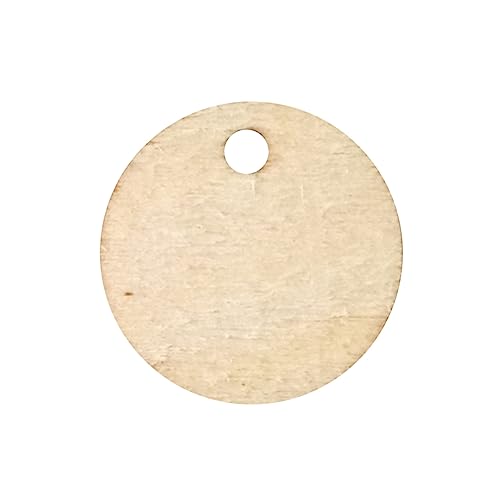 DOITOOL 50 runde Holzscheiben mit Loch für Bastelarbeiten, Scrapbooking und Heimdekoration, glatte Oberfläche für Etikettenherstellung und Personalisierung von DOITOOL