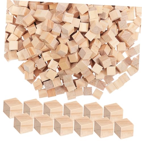 DOITOOL 500 Stück Block Zentimeter Mosaik zählen Gebäude selber machen Holzbauklötze Holzbausteine Geschliffene Holzblöcke unfertige Holzblöcke Holzhandwerksformen hölzern von DOITOOL