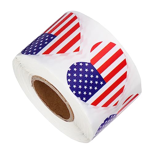 DOITOOL 500Stücke Herzförmige Selbstklebeaufkleber mit Nationalflaggenmuster für und Dekoration pro Rolle für Kreative Bastelprojekte und Süßwarenverpackungen von DOITOOL