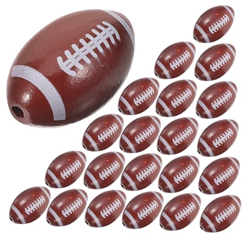 DOITOOL 50Stücke Amerikanische Fußball Holzperlen für DIY Schmuck Charm Perlen für Armbänder und Langlebige und Sichere Bastelmaterialien für Kreative Projekte von DOITOOL