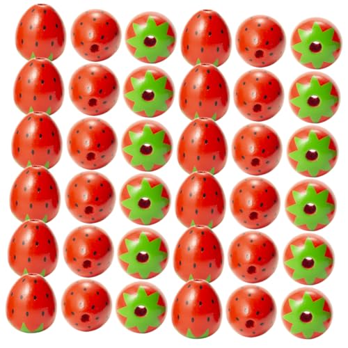 DOITOOL 50Stücke Erdbeerholzperlen Stränge DIY Charms für Schmuckherstellung Holzperlen für Basteln für Dekoration und DOITOOL 50Stücke Erdbeerholzperlen Stränge DIY Charms für Schmuckherstellung Holzperlen für Basteln für Dekoration und von DOITOOL