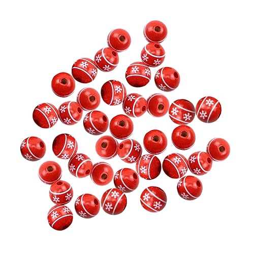 DOITOOL 50Stücke Runde Holzperlen DIY Weihnachtsperlen für Schmuckherstellung Handgefertigte und Dekoration Leuchtende Farben für Projekte von DOITOOL