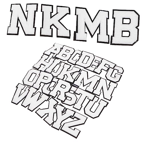 DOITOOL 52 Stück Teiliges Aufbügelbuchstaben Weiß Strapazierfähige Buchstaben Patches zum Aufnähen und Reparieren von Kleidung für Diy Jeans Shirts Taschen und Hüte Einfach zu Verwenden von DOITOOL